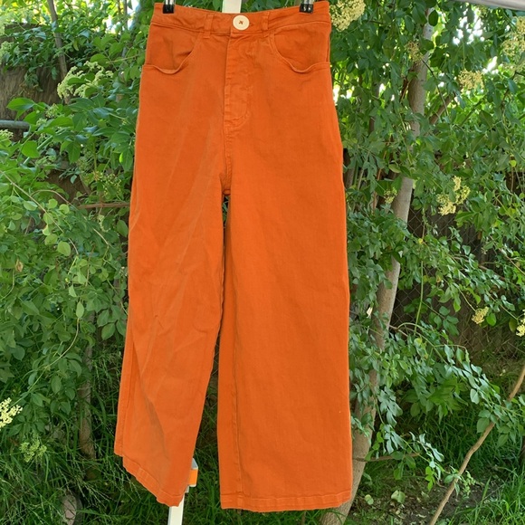 Whimsy + Row Flora Pant In Orange Wide Leg - Picture 1 of 16
